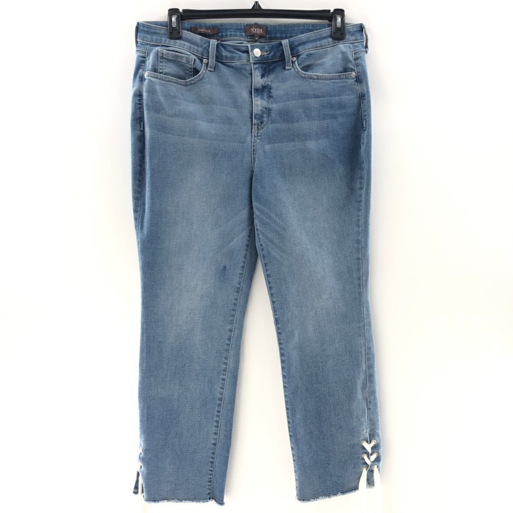 NYDJ Sheri Slim Ankle Jean with Laced Side‎ Slits Size 14